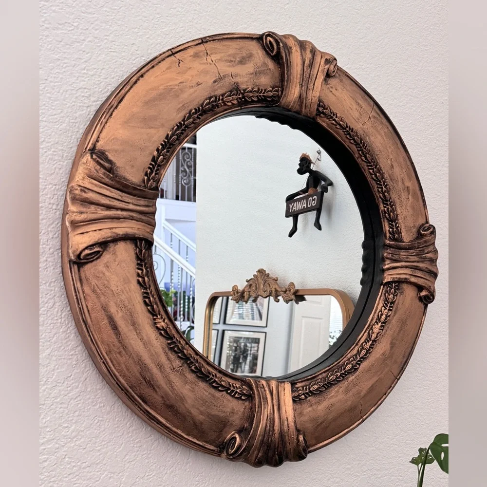Vintage Antique Gold Round Frame With Mirror